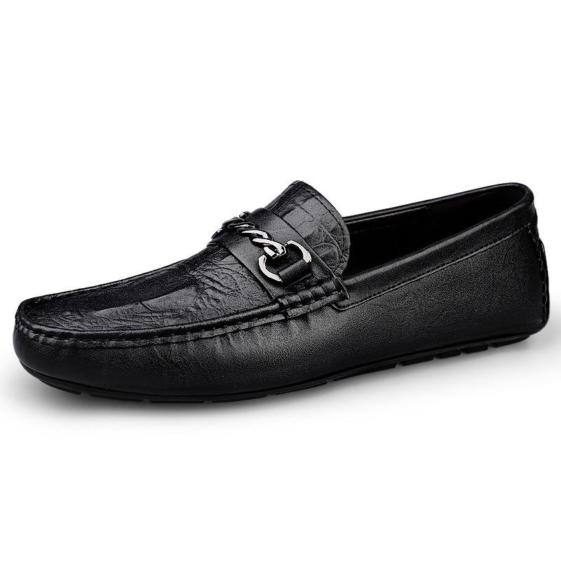 Men s British Style Cowhide Loafers - Casual White  Black Driving Shoes for Spring  Summer 42