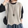 Frauen Gestrickte Weste Herbst Winter O Hals Einfarbig Wellenförmige Saum Warme Weiche Lose Beiläufige Weibliche Damen Weste Ärmelloses Top strickwaren