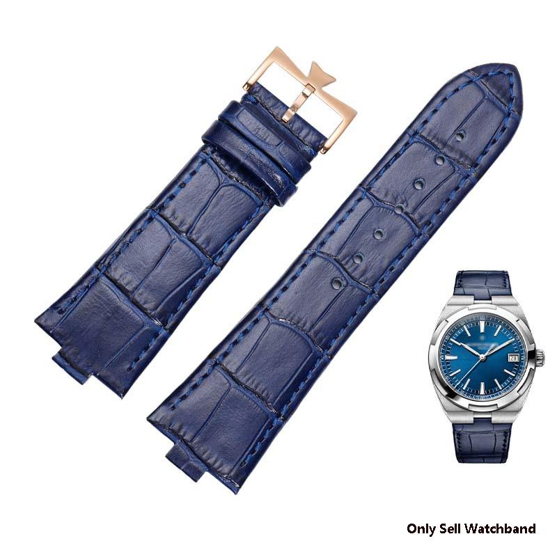 25*8Echtes Leder Uhrenarmband für Vacheron Constantin OVERSEAS Serie 4500V 5500V P47040 Edelstahl Schließe Herren Uhrenarmband