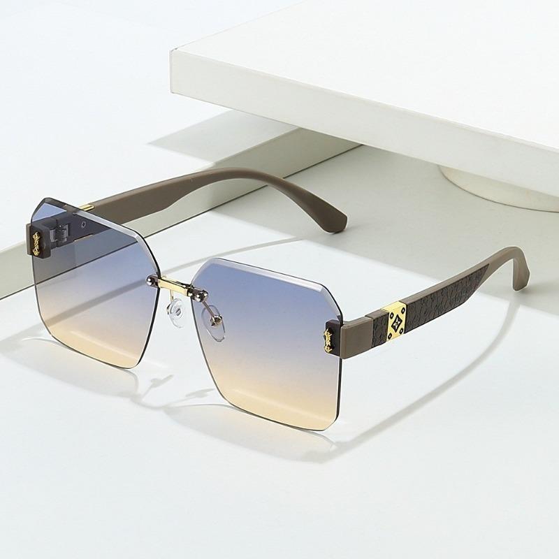 Women Fashion Koren Design Beach Gradient Rimless Sunglasses Square Farme Sunglasses