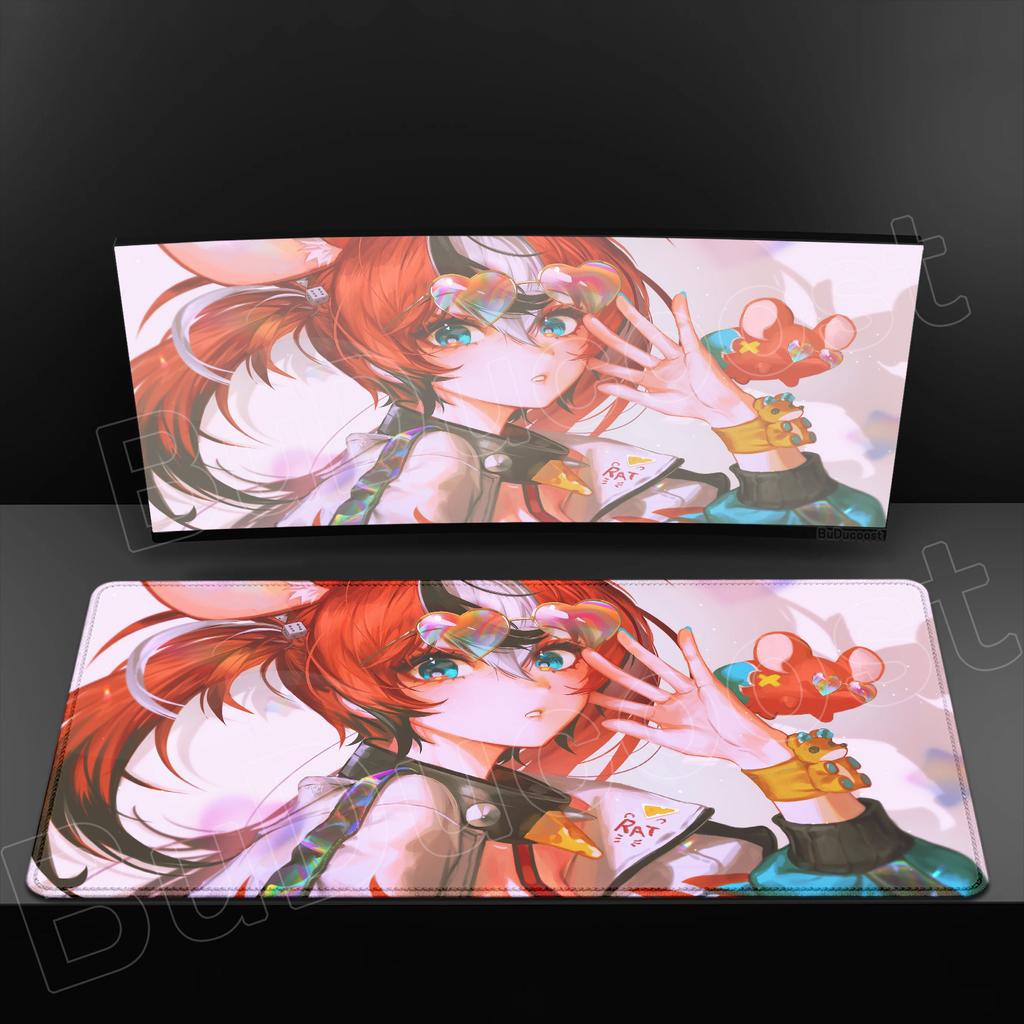 Game Office Accessories Non-Slip Rubber Edge locking Speed Large HD Kawaii Laptop Mat Hololive Hakos Baelz Mouse Pad Desktop Rug