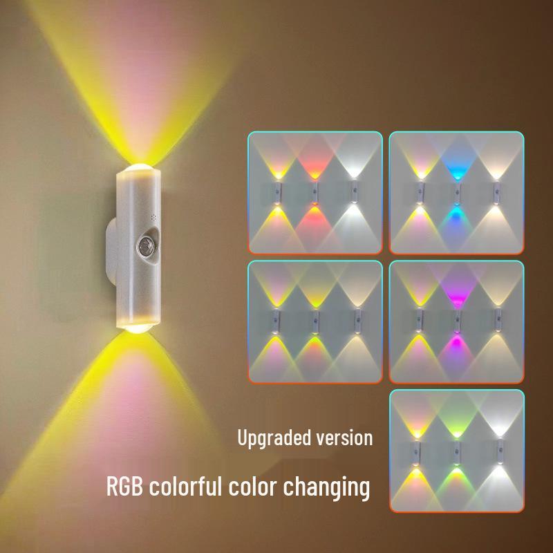 Rechargeable Wall Light: Wireless Bedside Lamp with Motion Sensor and Colorful Gradient for Bedrooms and Hallways