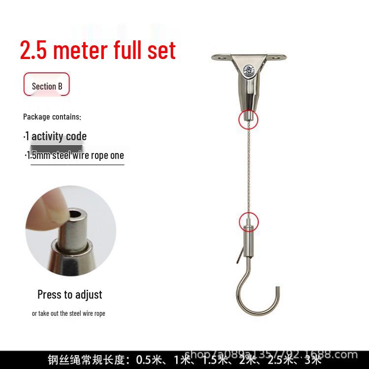 Stainless Steel Adjustable Wire Rope Hanging Hook for Art & Picture Displays