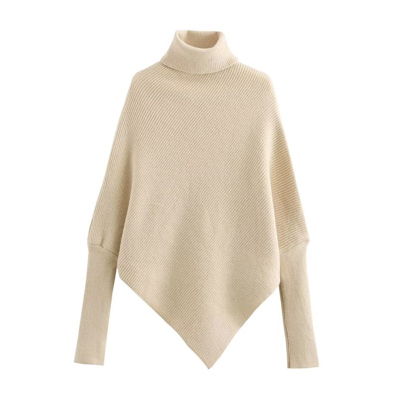 Kaslead New Arrival Women's Clothing Fashion Style Fashion Minimalist Turtleneck Asymmetrical Hem Knitwear