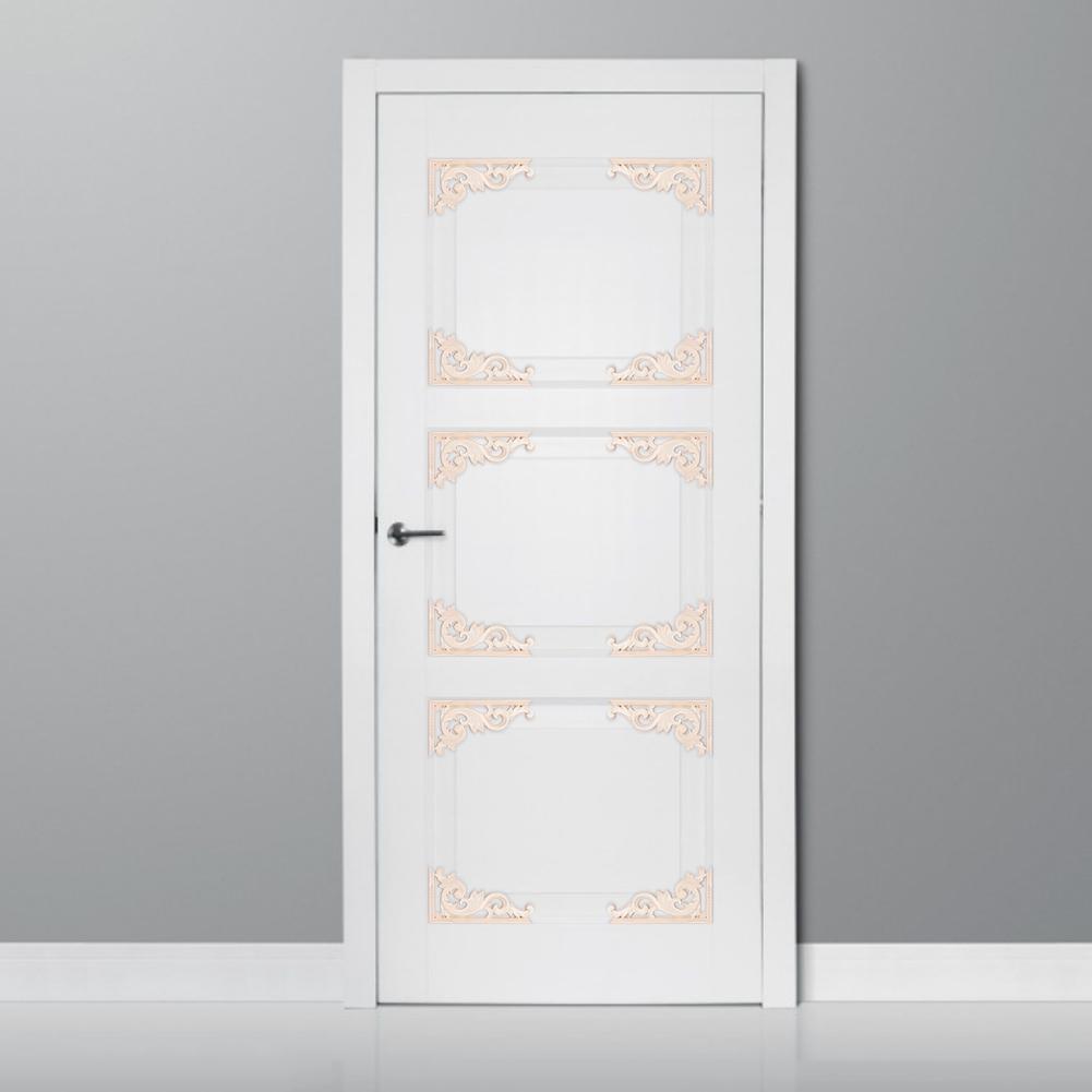 4Pcs European Style Vintage Wood Carving Corner Applique Decal Home Furniture Decoration Accessories 13x7cm