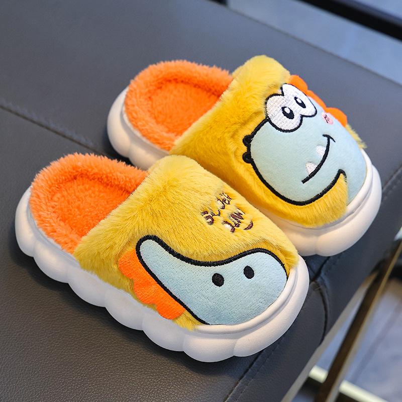Children's Cotton Slippers for Winter, Boys' Dinosaur Indoor Home, Girls' Baby, Children's Anti Slip Parent-child Cotton Shoes