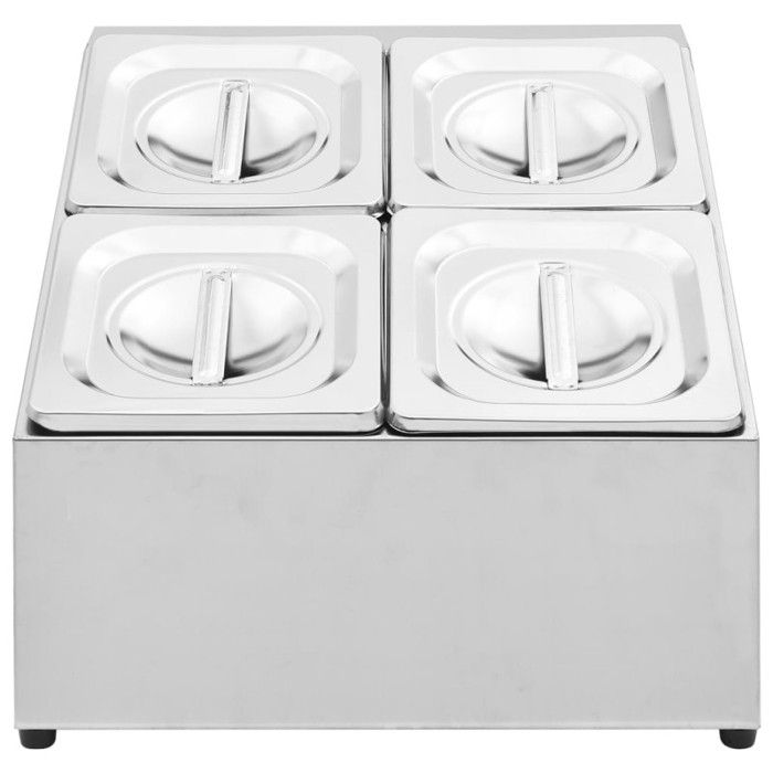 Récipient Gastronorm - vidaXL - GN 1/6 - Acier Inoxydable - 4 Bacs - Couvercles Inclus