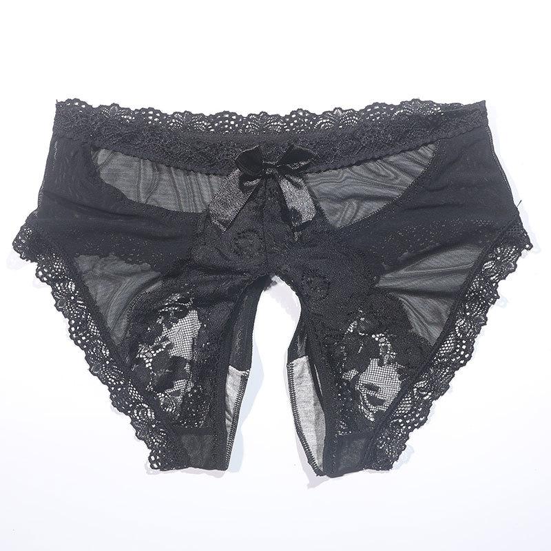Sexy Lace Open Panties Women's Summer Mood Free Briefs Large Size Bow High Waist Couple Temptation Panties
