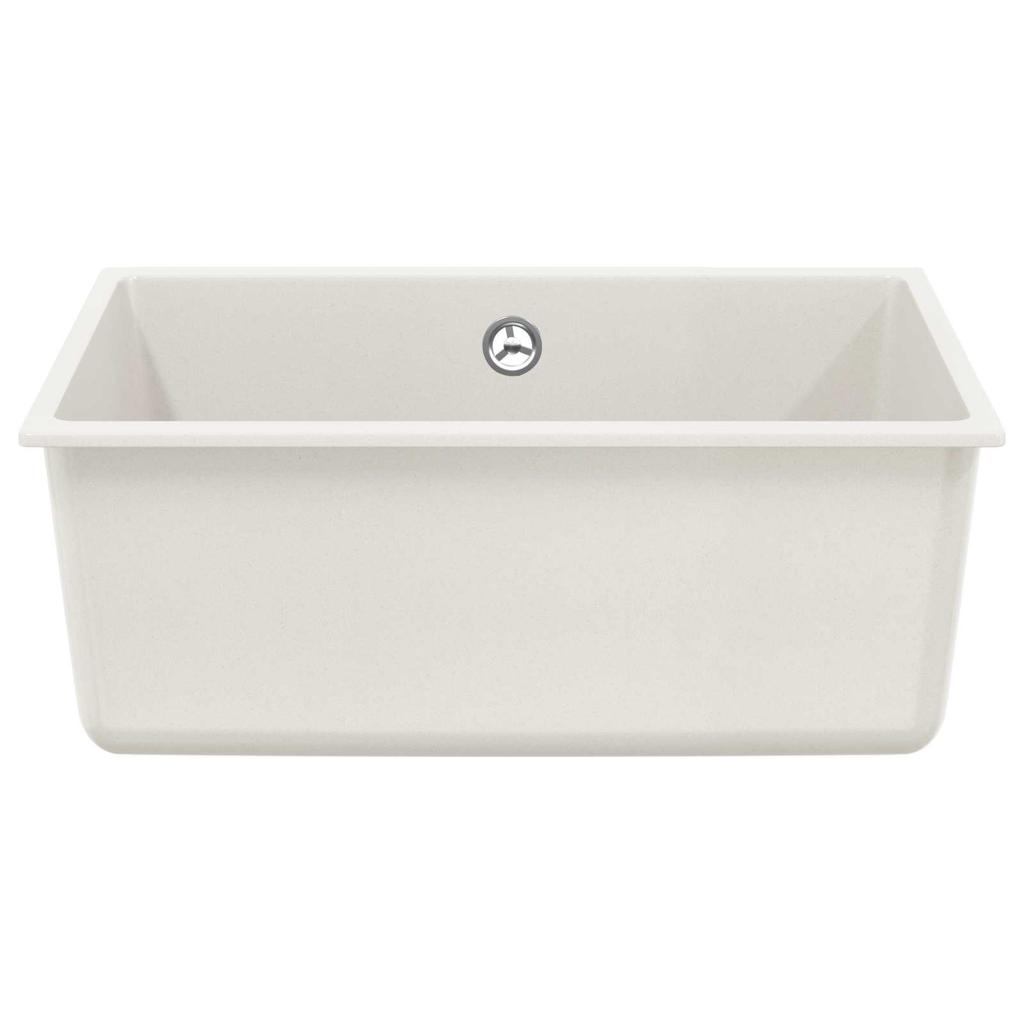 White Kitchen Sink 530 x 460 mm Made of 80percent Quartz and 20percent Resin