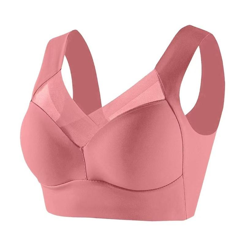 Large size underwear gathers without steel ring bra women's comfortable seamless underwear sports beautiful back integrated underwear