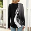 Women's Casual And Fashionable T,shirt, Vintage Geometric Print, Round Neck, Long Sleeves.