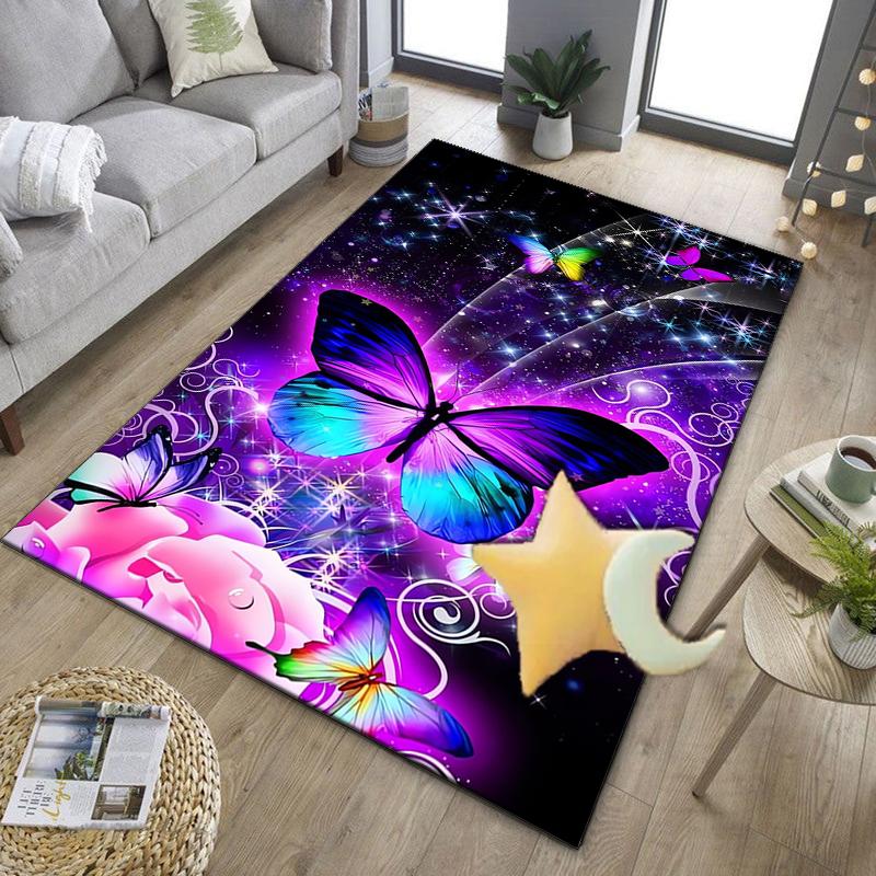Neon Butterfly Dreamscape Office Rug Chair Mat, Entryway Carpet, Suitable for Front Door, Bedroom, Living Room, Desk, Holiday Gift