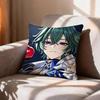 Genshin Impact Cryo LLohen Polearm   Pillow Case Pattern Printed Pillowcase For Living Room Sofa Cushion Cover