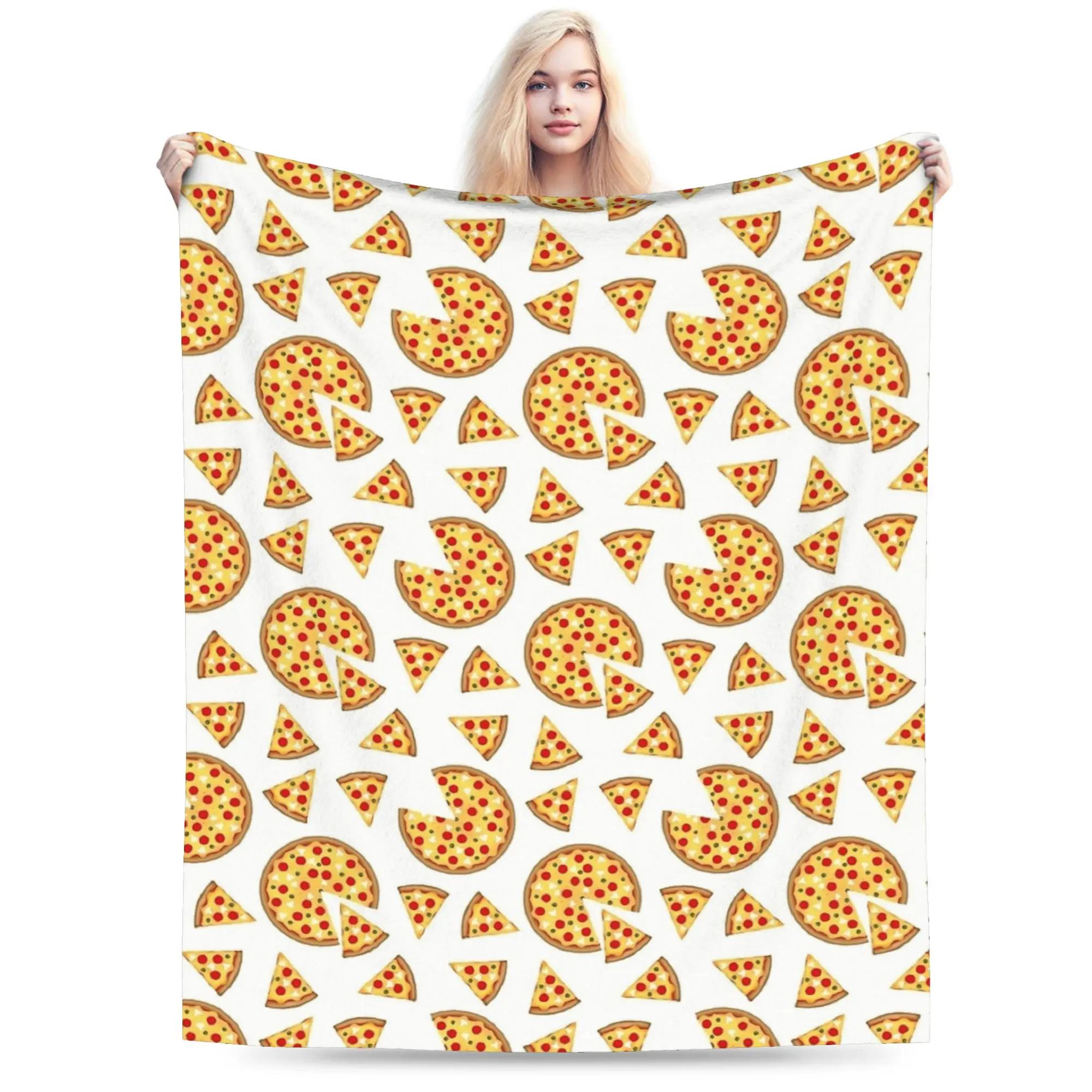 Cool Fun Pepperoni Pizza and Slices Graphic Throw Blanket  Soft Warm Quality for Kids Boys Girls Bedspread for Spring Outdoor Us 100x150cm