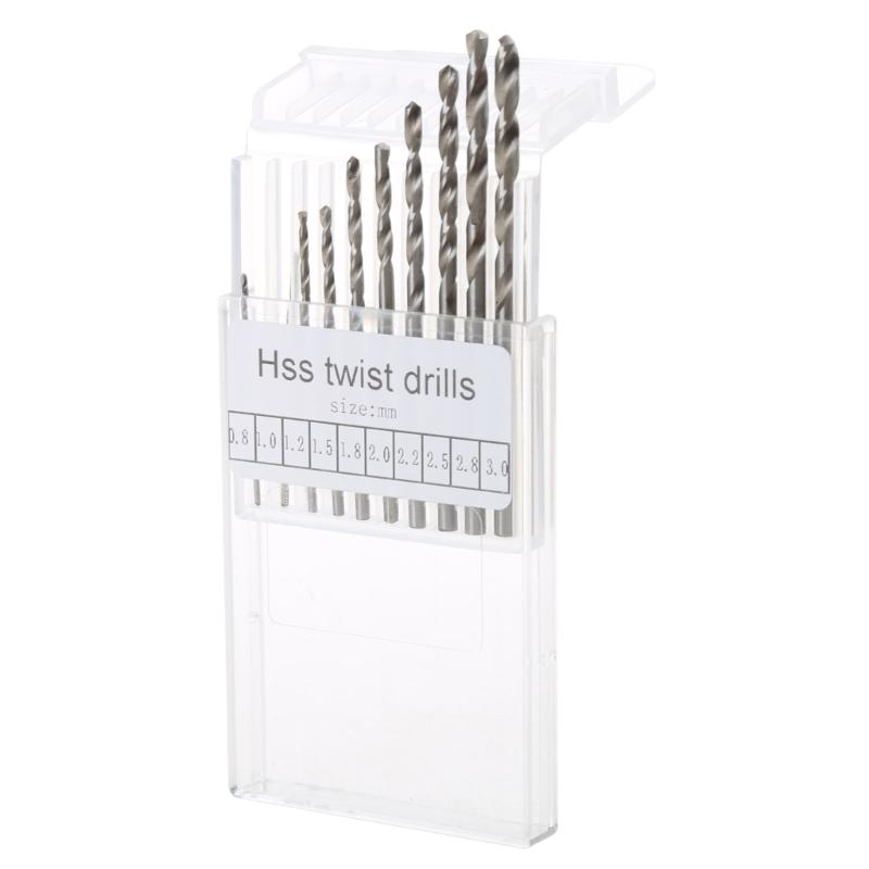 Mini Twist Drill Bit Set 0.8-3.0mm Precision Hand Drill Bit Rotary Tool Set of 11 for Metal Wood Manual Work DIY Jewelry