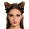 Soft Furry Leopard Print Cats Ear Headband With Attached Bells For Cosplay Halloween And Dance Parties