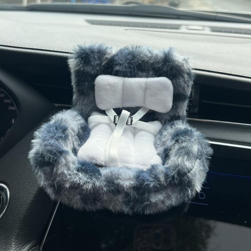 Plush Car Seat With Soft Cushion For Figure Dolls Adjustable Safety Strap Air Vent Clip Decors Collectible Accessory