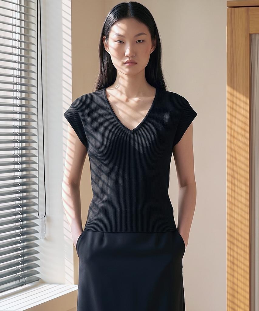 KIMDOH Silenzio V-Neck Top Light Gray