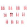 Glossy Pink Long Fake Nails with White Tip Easy Effortless Application To Nails for Women and Girl Nail Salon