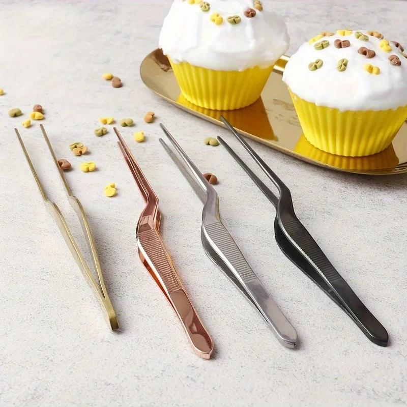 Stainless Steel Offset Cooking Tweezers for Food Plating and Pastry Decoration-Christmas & Halloween Kitchen and Restaurant Tool