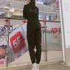 Nike Logo Print Pocket Detail Long Sleeve Solid Color Work Jumpsuit Women Jumpsuits Black DV2302-010