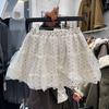 Apricot Polka Dot Lace-Up High-Waisted A-Line Skirt - Women's Summer Sweet Girlish Short Skirt