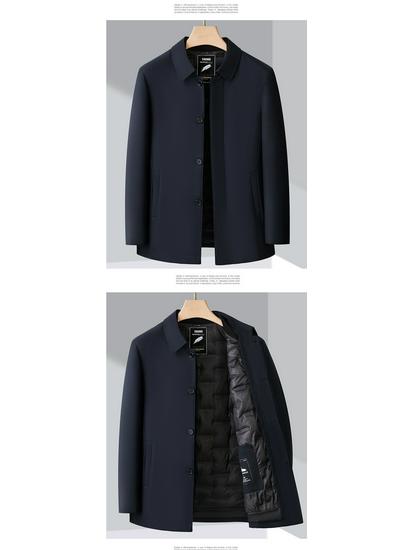 Men's Lightweight Business Casual Down Jacket - Warm Autumn/Winter Outerwear for Middle-Aged/Elderly