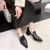 Spring New Single Shoe Women Fashion Pointy Mid-mouth Slip-on Anti-slip and Wear-resistant Temperament Square Heels Women's Shoe