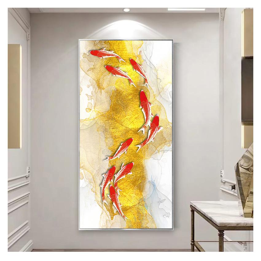 Pond Canvas Painting Modern Posters and Prints Wall Art Picture for Living Room Home Decor Cuadros Koi Fish Feng Shui Carp Lotus