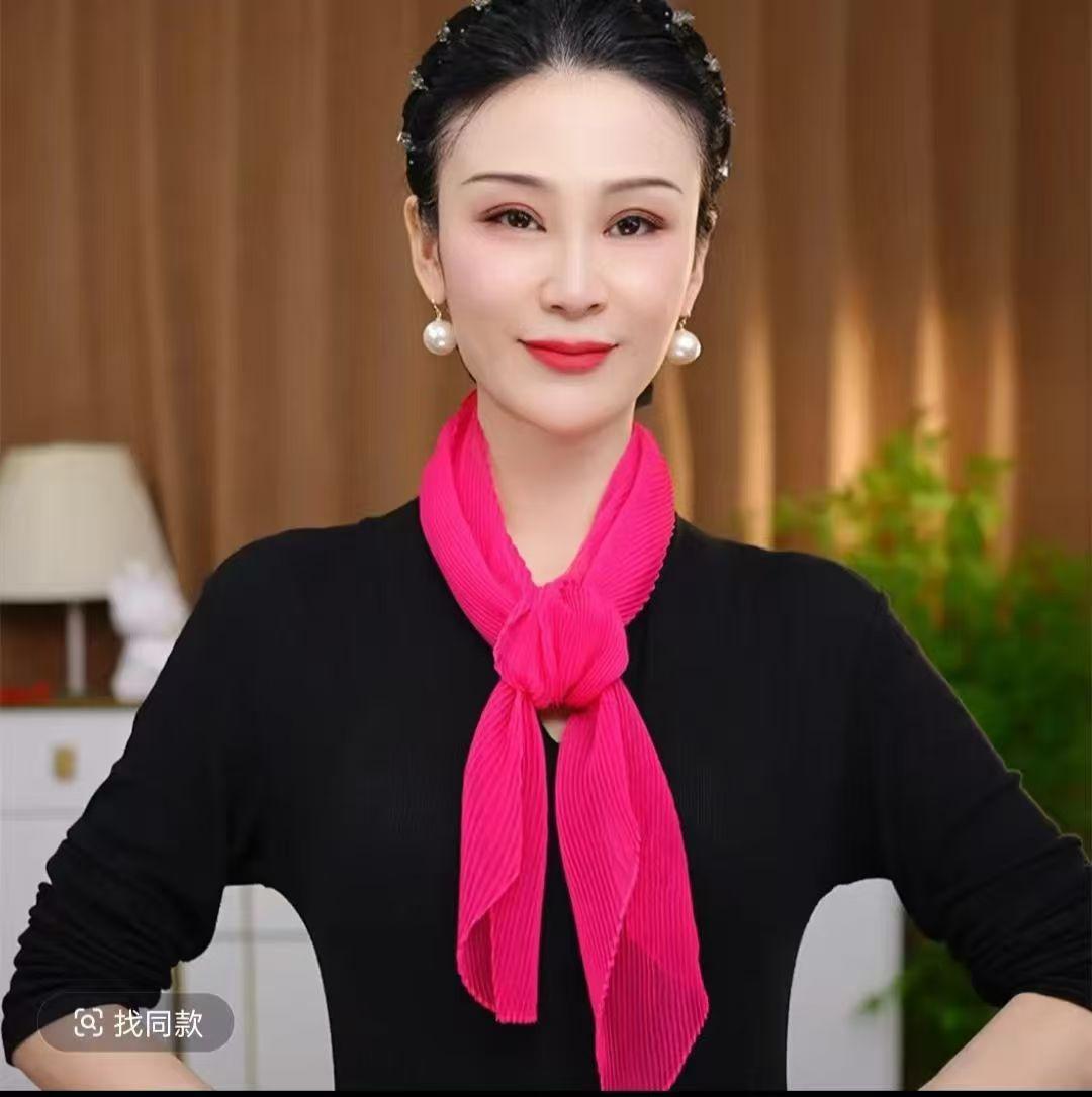 

Crinkle Pleated Square Scarf Decorative Solid Color Crinkle Scarf Shawl Women Hijab Neckerchief Headscarf Thin Hair Tie Band
