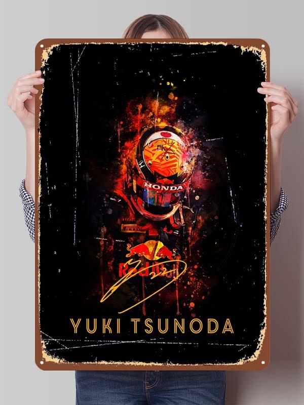 Yuki Tsunoda Racer Posters F1 Racing Metal Signs Decor for Room Decoration Custom Tin Plates for Wall Art Decoration Retro Home