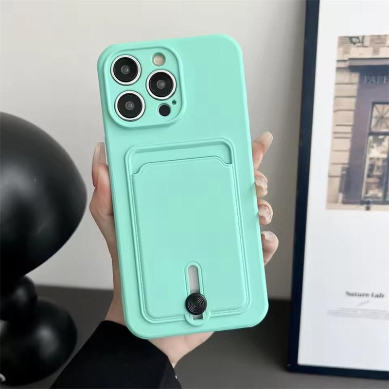 Push Card Bag Slot Holder Wallet Phone Case For iPhone 16 15 14 11 12 13 XS XR Pro Max Plus Mini 7/8 16E Shockproof Soft Matte Silicone Back Cover