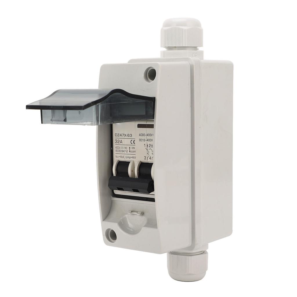 DC AC Circuit Breaker 32A Solar PV Disconnect Switch with DIN Rail Waterproof Box DC12‑400V AC90‑400