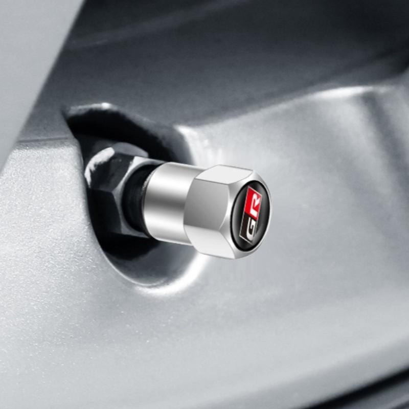 Car Metal Tire Valve Stem Caps Dustproof Covers 4Pcs Set for Toyota Corolla Yaris Hilux RAV4 C-HR Supra Decorative Accessories