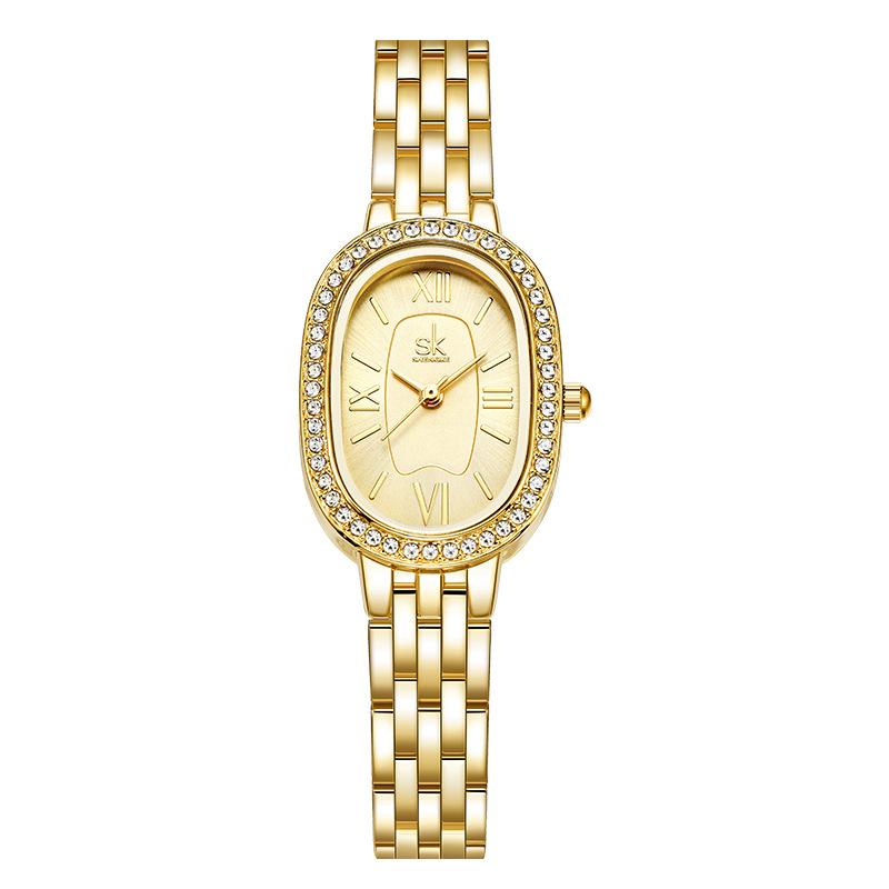 Watch Girls' Waterproof Diamond-Encrusted Fashion High-End Quartz Watch And Gypsophila Women'S Watch