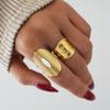 Gold Color Stainless Steel Rings for Women Men Vintage Geometric Wide Edge Star Open Rings Non Fading Jewelry Accessories Gifts