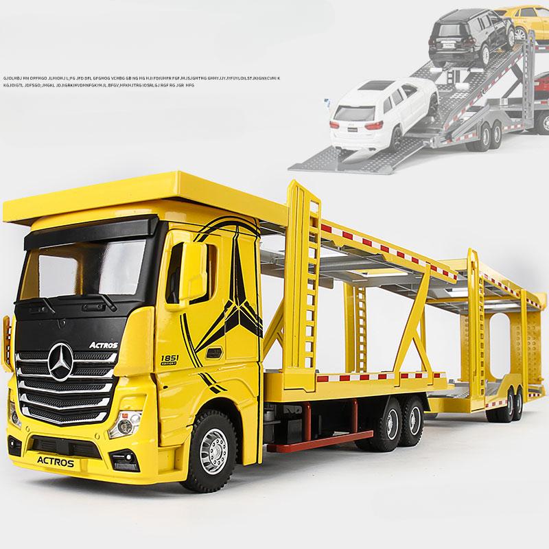 

1:24 Scale Mercedes Benz Double-layer Flat-plate Transport Vehicle Alloy Model Metal Truck Model Diecast Toys Vehicles Kids Boys