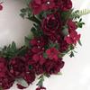 Couronne Artificielle Rouge Rotin Tissu de Soie Multifonctionnel Vintage Couronne de Fleurs de Pivoine Artificielles pour Décoration de Porte