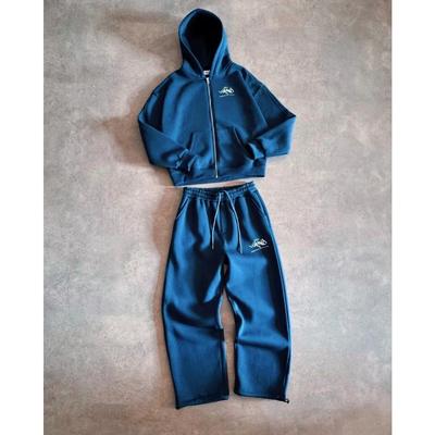 Ensemble deux pièces pour couple Style Y2K Vêtement de sport décontracté Sweat à capuche zippé ample Pantalon droit Doux et confortable Tendance étudiante