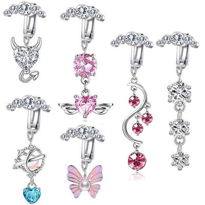 Fałszywy kolczyk do pępka, skrzydła miłości, motyl, fałszywy wisiorek, klips do piercingu brzucha, pępek, nie pępek, fałszywy kolczyk do piercingu