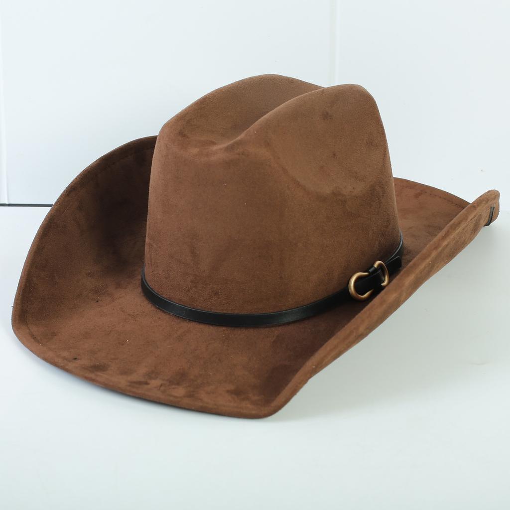 Popolare cappello western da cowboy in camoscio stile europeo e americano per uomo e donna, semplice e alla moda, a tesa larga, cappello jazz