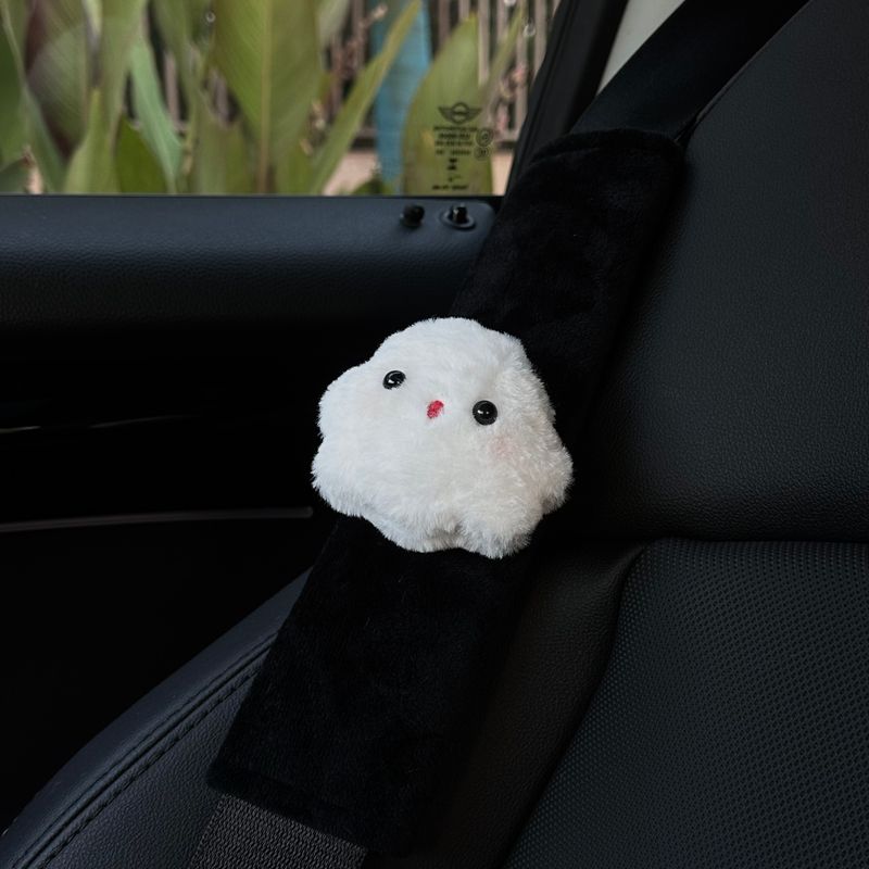 Cute Ghost Car Seatbelt Shoulder Pads, Cute Car Decoration Shoulder Pads, In-Car Couple Decorations [Black Shoulder Pad] Single Cute Ghost