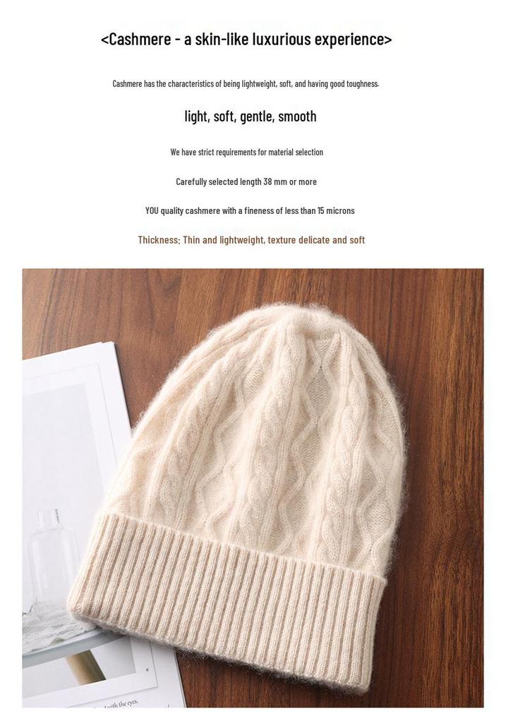 Women's Versatile Diamond Pattern Cashmere Knit Hat - Warm, Fashionable Winter Accessory