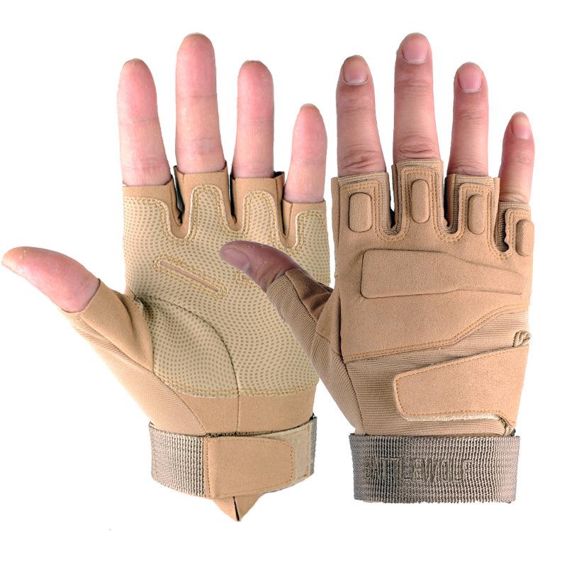 Men s Outdoor Half Finger Gloves Cycling Gloves Mountaineering Fitness Gloves Men XL коричневый