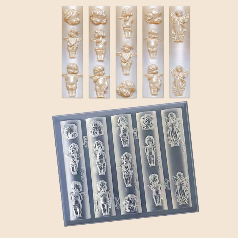 3D Transparente Silikon-Nagelform Für Nagelkunst-Design Relief Kaninchen Engel Muster Maniküre Schablonen Werkzeuge Zubehör