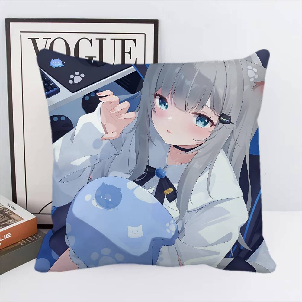 Cute NNachoneko Anime Girl Pillow Case Square Pillow Bedroom Sofa Leisure Comfort Cushion Car Home Decoration