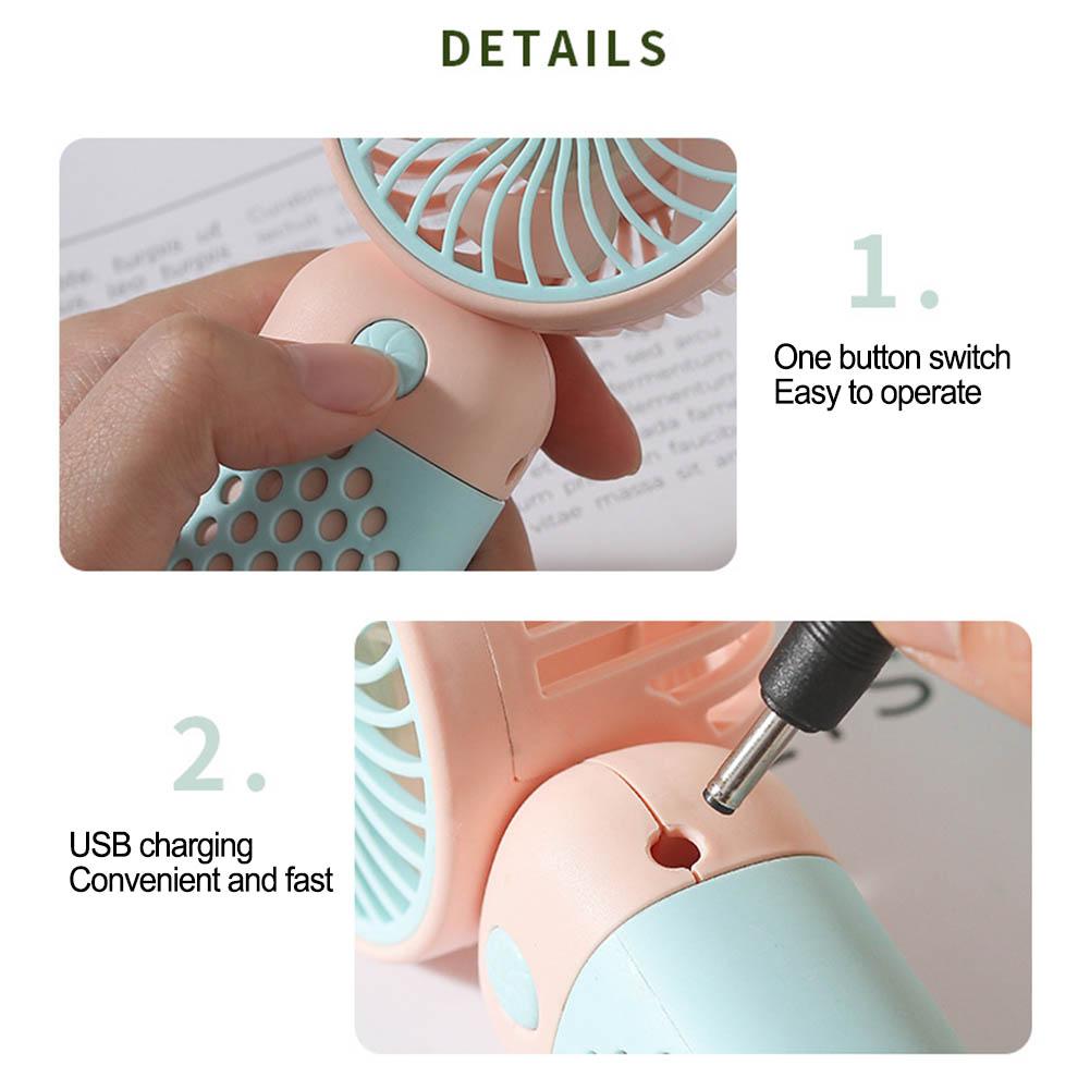 Handheld Fan With Base+USB Charging Cable Outdoor Travel Portable Fan USB Rechargeable Student Pocket Fan
