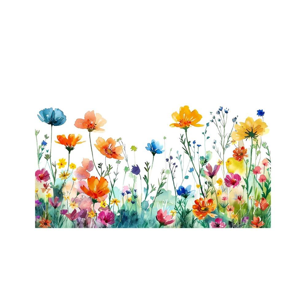 Naklejka ścienna z PVC Malowane kwiaty liście Podwójne naklejki elektrostatyczne Tapeta Tło Dekoracja ściany Naklejka ścienna motyl