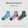 3 Pairs of Women's Summer Thin Geometric Design Breathable Stripe Low Top Socks