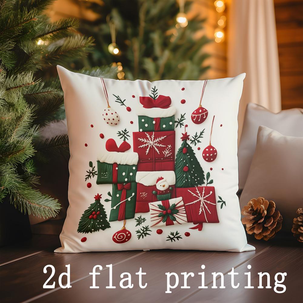 Decorazioni per la casa Natale Stampe festive Copricuscini Motivo Copricuscino Adatto per Divano Camera da letto Auto Copricuscino